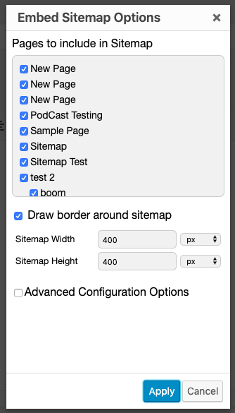 Settings for using sitemap shortcode in WordPress